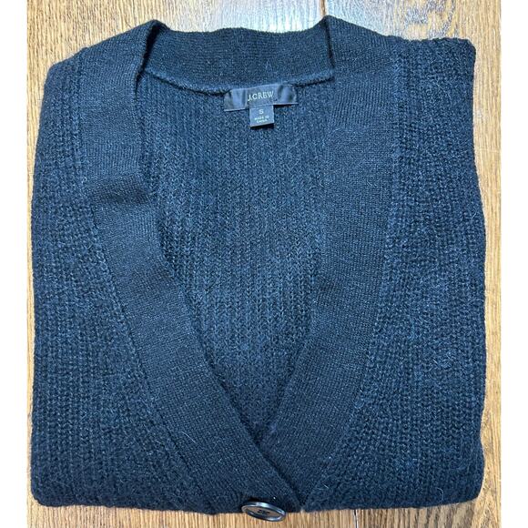 J. Crew Alpaca Blend Black Cardigan V Neck Sweater Sz S Premium Black Label Soft - Picture 9 of 9